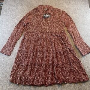 NWT Angie Juniors'‎ Rust Ruffled Long-Sleeve Dress Large